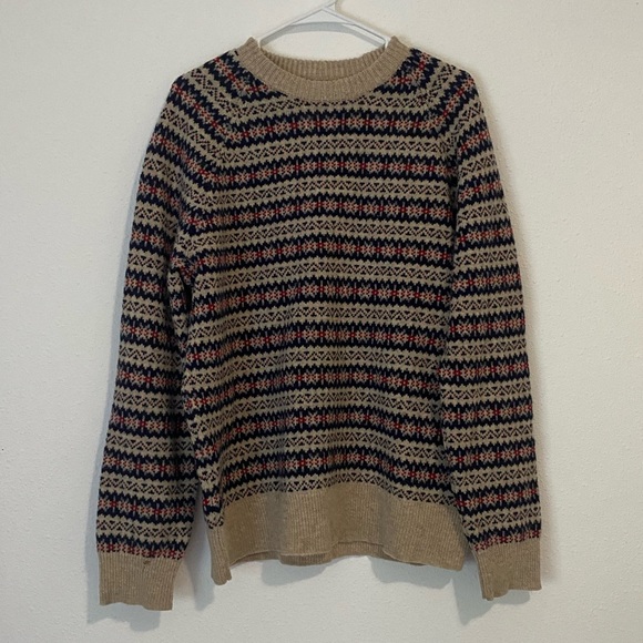 J. Crew Other - Vintage Men’s J Crew Fair Isle Lambs Wool Crewneck Sweater Sz L